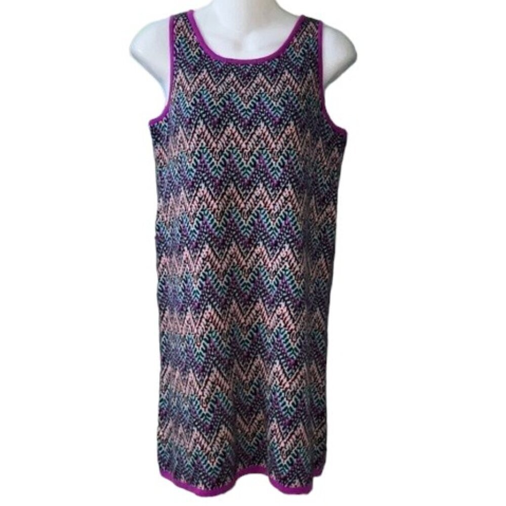Jessica Simpson Girl's XL Purple & Green Chevron Print Sleeveless Knit Dress XL